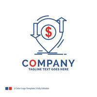Company Name Logo Design For transaction. financial. money. finance. transfer. Blue and red Brand Name Design with place for Tagline. Abstract Creative Logo template for Small and Large Business. vector
