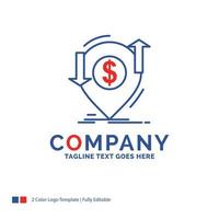 Company Name Logo Design For transaction. financial. money. finance. transfer. Blue and red Brand Name Design with place for Tagline. Abstract Creative Logo template for Small and Large Business. vector