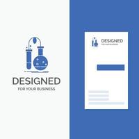 Business Logo for Testing. Chemistry. flask. lab. science. Vertical Blue Business .Visiting Card template. vector