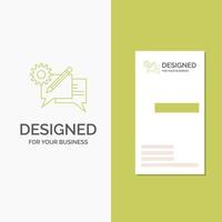 Business Logo for chat. communication. discussion. setting. message. Vertical Green Business .Visiting Card template. Creative background vector illustration