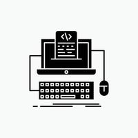 Code. coding. computer. monoblock. screen Glyph Icon. Vector isolated illustration