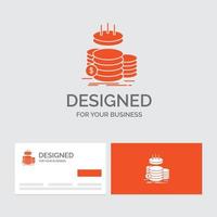 Business logo template for coins. finance. gold. income. savings. Orange Visiting Cards with Brand logo template. vector