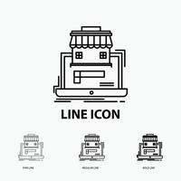 business. marketplace. organization. data. online market Icon in Thin. Regular and Bold Line Style. Vector illustration