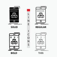 box. 3d. cube. smartphone. product Icon in Thin. Regular. Bold Line and Glyph Style. Vector illustration