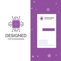 Business Logo for Chip. cpu. microchip. processor. technology. Vertical Purple Business .Visiting Card template. Creative background vector illustration