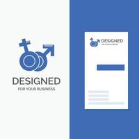 Business Logo for Gender. Venus. Mars. Male. Female. Vertical Blue Business .Visiting Card template. vector