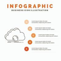 cloud. syncing. sync. data. synchronization Infographics Template for Website and Presentation. Line Gray icon with Orange infographic style vector illustration