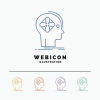 Advanced. cyber. future. human. mind 5 Color Line Web Icon Template isolated on white. Vector illustration