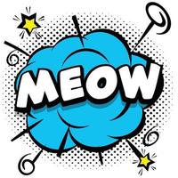 meow Comic bright template with speech bubbles on colorful frames vector