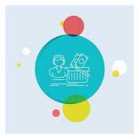 Salary. Shopping. basket. shopping. female White Line Icon colorful Circle Background vector