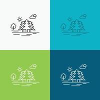 Mountain. hill. landscape. nature. clouds Icon Over Various Background. Line style design. designed for web and app. Eps 10 vector illustration