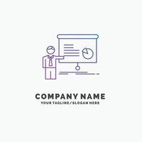 graph. meeting. presentation. report. seminar Purple Business Logo Template. Place for Tagline vector