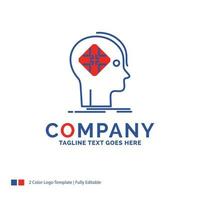 Company Name Logo Design For Advanced. cyber. future. human. mind. Blue and red Brand Name Design with place for Tagline. Abstract Creative Logo template for Small and Large Business. vector