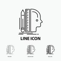 Design. human. ruler. size. thinking Icon in Thin. Regular and Bold Line Style. Vector illustration