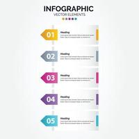 Vertical Infographic arrow design with 5 options or steps. vector