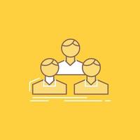 Company. employee. group. people. team Flat Line Filled Icon. Beautiful Logo button over yellow background for UI and UX. website or mobile application vector