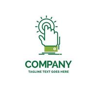 touch. click. hand. on. start Flat Business Logo template. Creative Green Brand Name Design. vector