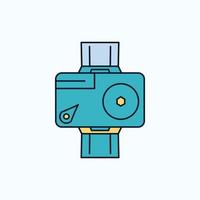 camera. action. digital. video. photo Flat Icon. green and Yellow sign and symbols for website and Mobile appliation. vector illustration