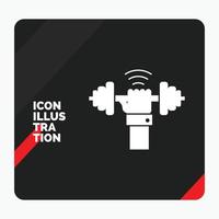 Red and Black Creative presentation Background for Dumbbell. gain. lifting. power. sport Glyph Icon vector