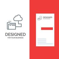 Cloud Folder Storage File Grey Logo Design and Business Card Template vector