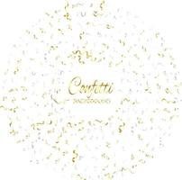 Golden Confetti And Streamer Ribbon Falling On Transparent Background. Vector