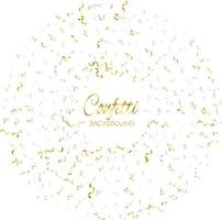 Golden Confetti And Streamer Ribbon Falling On Transparent Background. Vector