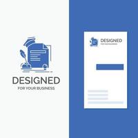 Business Logo for certificate. degree. education. award. agreement. Vertical Blue Business .Visiting Card template. vector