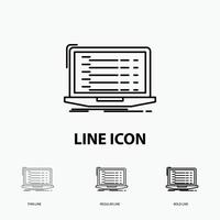 Api. app. coding. developer. laptop Icon in Thin. Regular and Bold Line Style. Vector illustration