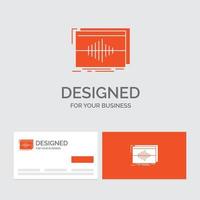 Business logo template for Audio. frequency. hertz. sequence. wave. Orange Visiting Cards with Brand logo template. vector