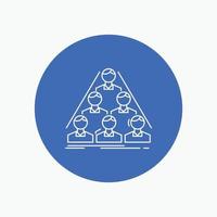 team. build. structure. business. meeting White Line Icon in Circle background. vector icon illustration