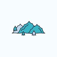 montaña. paisaje. Cerro. naturaleza. icono de árbol plano. signo y símbolos verdes y amarillos para el sitio web y la aplicación móvil. ilustración vectorial vector