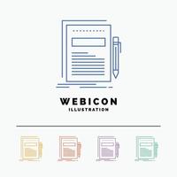 Business. document. file. paper. presentation 5 Color Line Web Icon Template isolated on white. Vector illustration