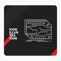 Red and Black Creative presentation Background for card. component. custom. electronic. memory Line Icon vector