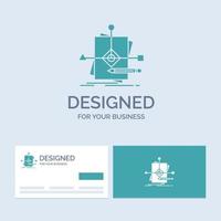 Algorithm. business. foretelling. pattern. plan Business Logo Glyph Icon Symbol for your business. Turquoise Business Cards with Brand logo template. vector