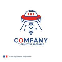 Company Name Logo Design For alien. space. ufo. spaceship. mars. Blue and red Brand Name Design with place for Tagline. Abstract Creative Logo template for Small and Large Business. vector
