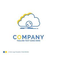 cloud. syncing. sync. data. synchronization Blue Yellow Business Logo template. Creative Design Template Place for Tagline. vector