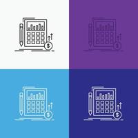 Calculation. data. financial. investment. market Icon Over Various Background. Line style design. designed for web and app. Eps 10 vector illustration