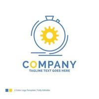 Action. fast. performance. process. speed Blue Yellow Business Logo template. Creative Design Template Place for Tagline. vector