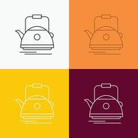 Tea. kettle. teapot. camping. pot Icon Over Various Background. Line style design. designed for web and app. Eps 10 vector illustration