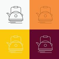 Tea. kettle. teapot. camping. pot Icon Over Various Background. Line style design. designed for web and app. Eps 10 vector illustration