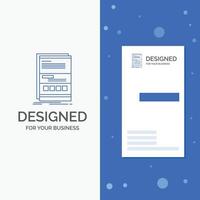 Business Logo for Browser. dynamic. internet. page. responsive. Vertical Blue Business .Visiting Card template vector