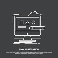 Art. computer. design. digital. studio Icon. Line vector symbol for UI and UX. website or mobile application