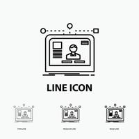 interface. website. user. layout. design Icon in Thin. Regular and Bold Line Style. Vector illustration