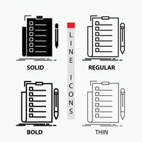 expertise. checklist. check. list. document Icon in Thin. Regular. Bold Line and Glyph Style. Vector illustration