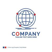 Company Name Logo Design For Data. global. internet. network. web. Blue and red Brand Name Design with place for Tagline. Abstract Creative Logo template for Small and Large Business. vector