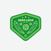 logotipo de la planta de vegetales de okra con trozos de vegetales de okra vector