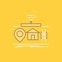 IOT. gadgets. internet. of. things Flat Line Filled Icon. Beautiful Logo button over yellow background for UI and UX. website or mobile application vector