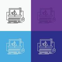 Computer. crash. error. failure. system Icon Over Various Background. Line style design. designed for web and app. Eps 10 vector illustration