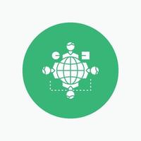 Function. instruction. logic. operation. meeting White Glyph Icon in Circle. Vector Button illustration