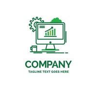 Analytics. chart. seo. web. Setting Flat Business Logo template. Creative Green Brand Name Design. vector